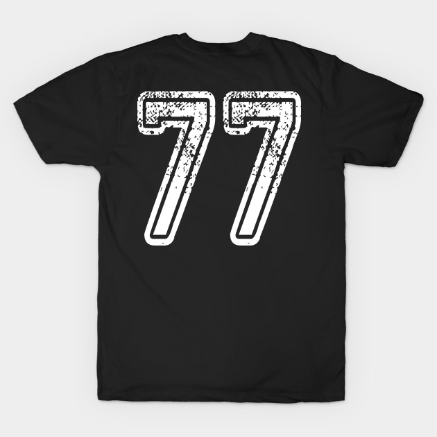 Number 77 Grungy in white - 77 - T-Shirt | TeePublic